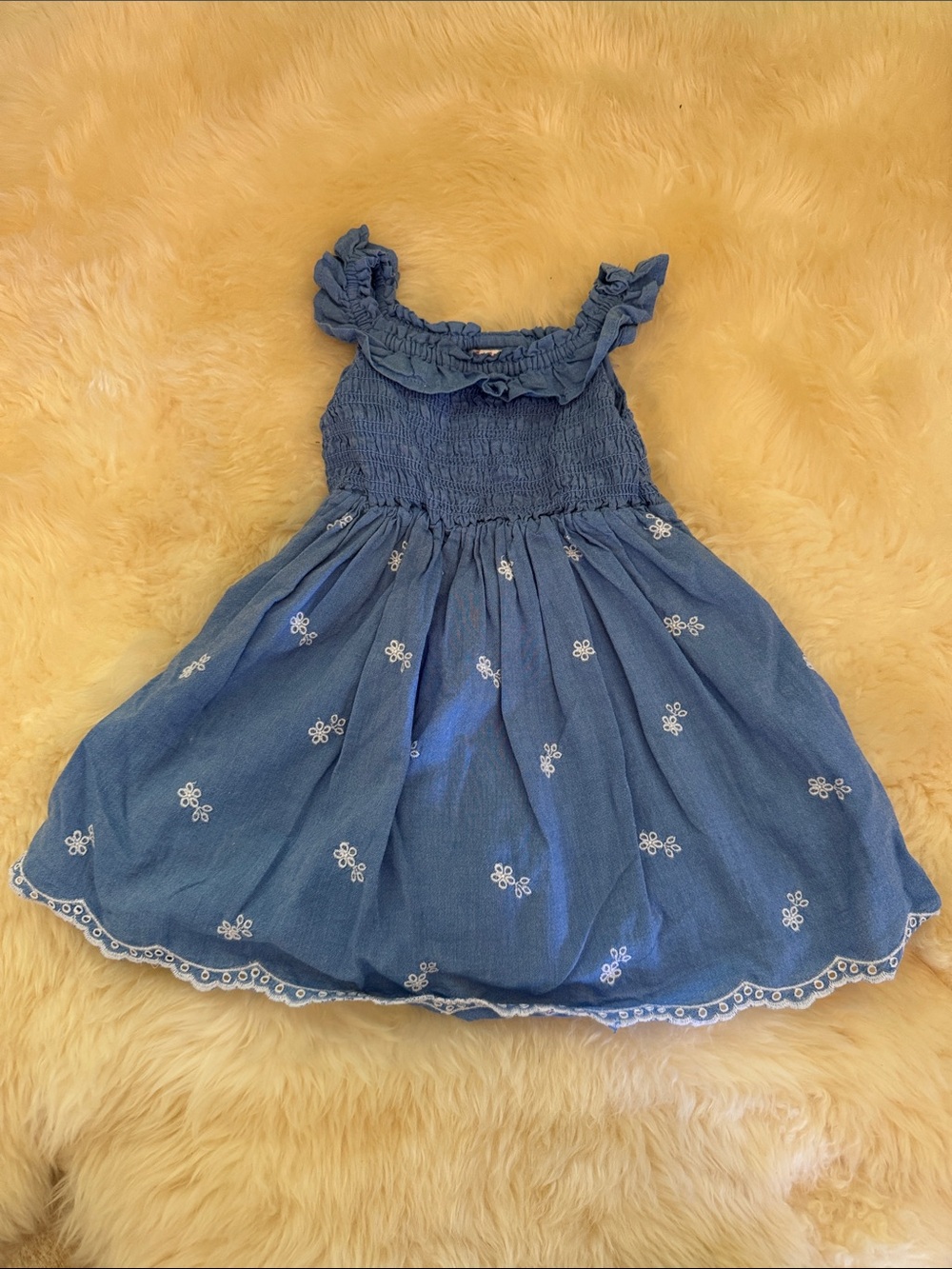 Cat & Jack Blue Embroidered Ruffle Strap Dress